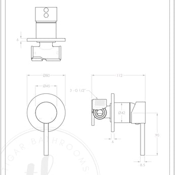 Essence Gunmetal Wall Mixer : EG70W-60 - Tigar Bathrooms