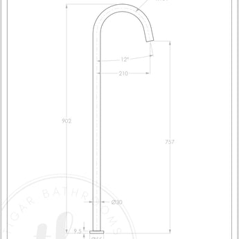 Essence Brushed Nickel Floor Bath Spout  : EBN-727 - Tigar Bathrooms