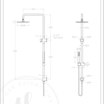 Essence Matte Black Round Shower  Unit with Diverter : EMB305 - Tigar Bathrooms