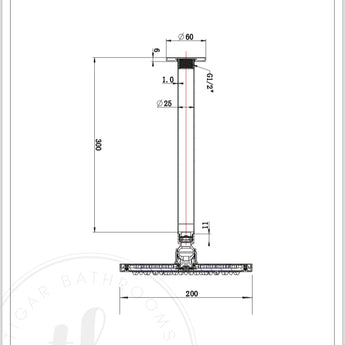 Essence Chrome Round Ceiling Shower Arm : ECH-008 - Tigar Bathrooms