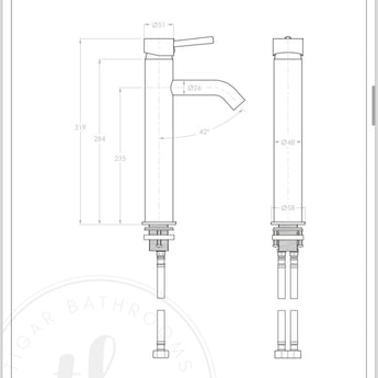 Essence Brushed Nickel Tall Basin Mixer : EBN-70Q - Tigar Bathrooms