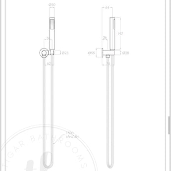 Essence Gunmetal Shower Handpiece on Bracket : EG-1042 - Tigar Bathrooms