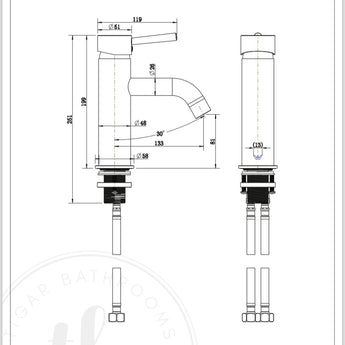 Essence Gunmetal Basin Mixer : EG-70E - Tigar Bathrooms