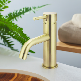 Essence Brushed Gold Basin Mixer : EBG-70E - Tigar Bathrooms